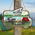 Personalized Camping Wooden Sign - Up to 2 Children & 3 Pets -  Gift Idea For Camping Lovers - Home Is Where We Park It