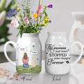 Personalized Memorial Pet Ceramic Flower Vase - Couple With Up to 2 Kids And 4 Pets - Memorial Gift Idea For Pet Lover - The Moment Your Heart Stopped Mine Changed Forever