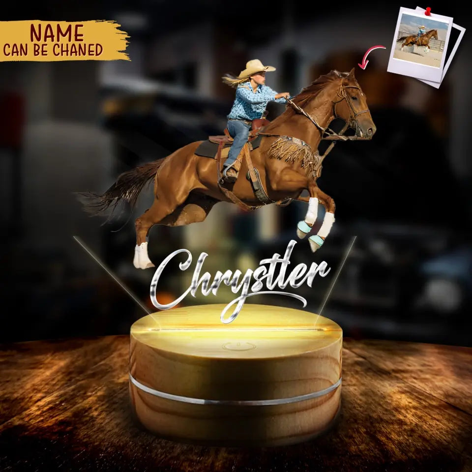 Personalized Horse Riding Acrylic Led Light - Gift for Horse Lover - Upload Photo