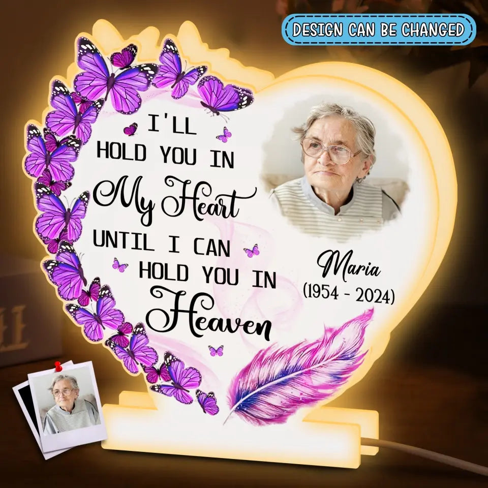 Personalized Memorial Photo Light Box - Memorial Gift Idea For Family Member - I'll Hold You In My Heart