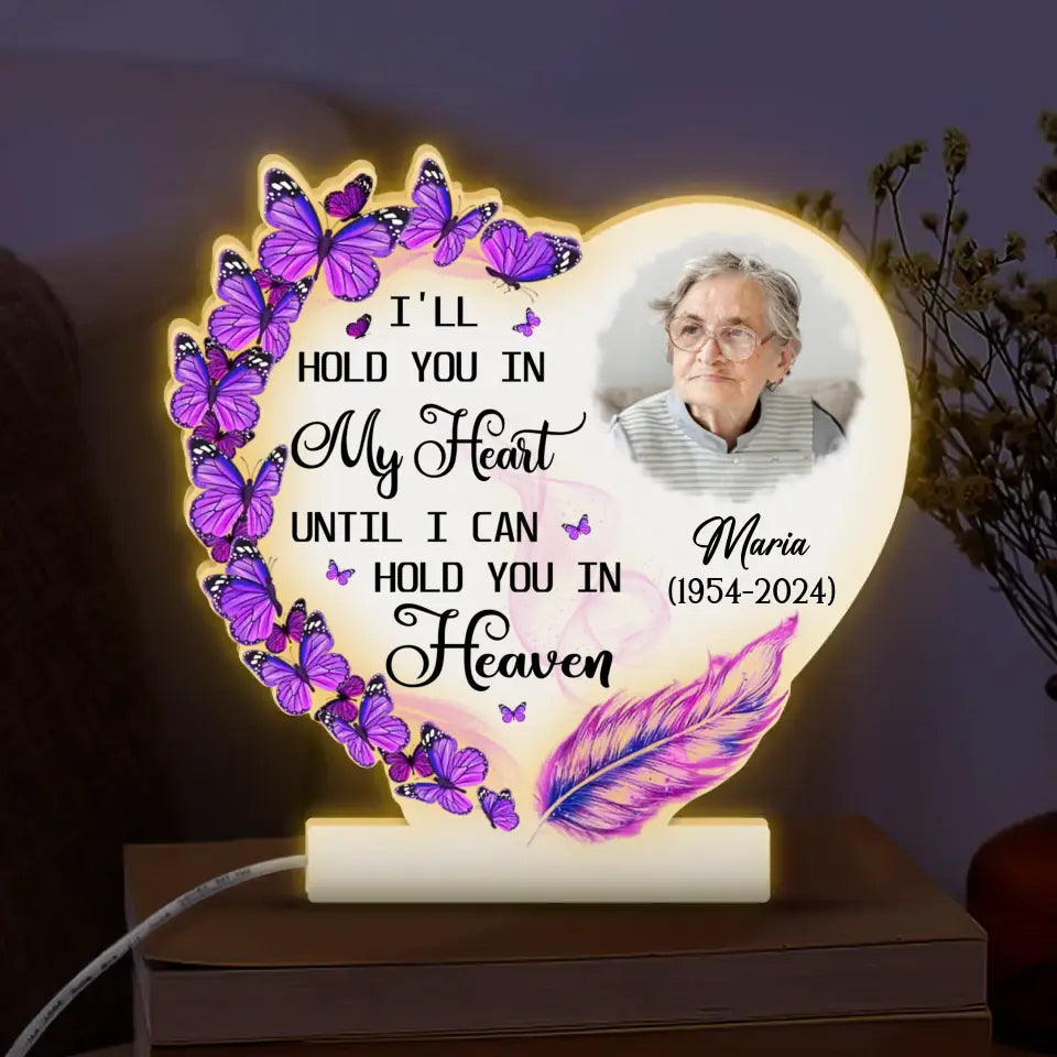 Personalized Memorial Photo Light Box - Memorial Gift Idea For Family Member - I'll Hold You In My Heart