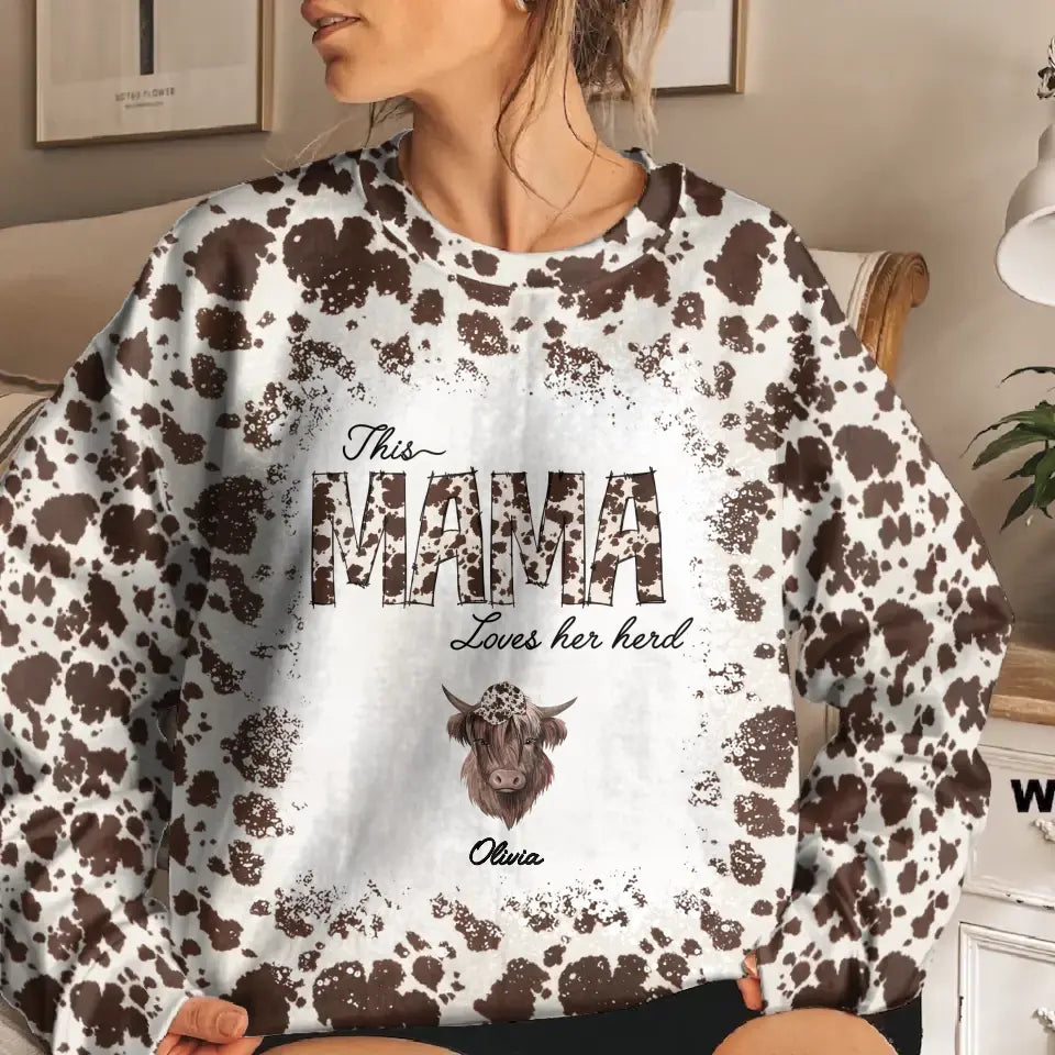 Personalized Mama AOP Sweater - Mother's Day Gift Idea For Mama/Grandma - This Mama Loves Her Herd