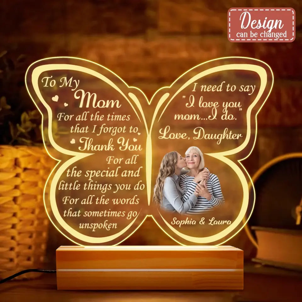 Personalized To My Mom Acrylic Night Light - Gift Idea For Mom From Daughter/Son - Upload Photo - I Love You