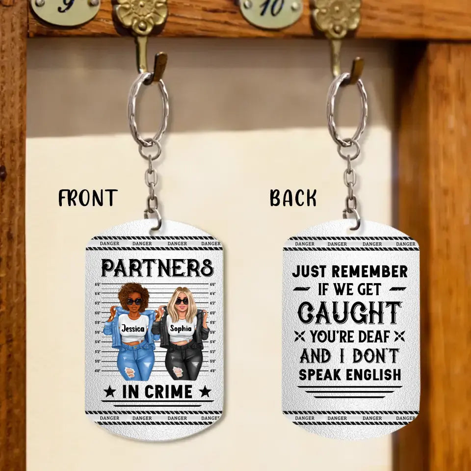 Personalized Besties Aluminum Keychain - Gift Idea For Friends/Besties/Sisters - Partners In Crime