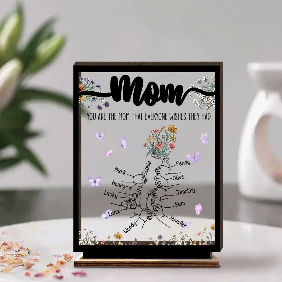 Personalized Mom Wooden Acrylic Plaque - Mom with Up to 10 Kids - Mother's Day Gift Idea for Mom - You Are The Mom That Everyone Wishes They Had