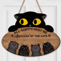 Personalized Cat Wooden Sign - Up to 4 Cats - Mother's Day Gift Idea for Cat Lovers - All Guests Must Be Approved By The Cat