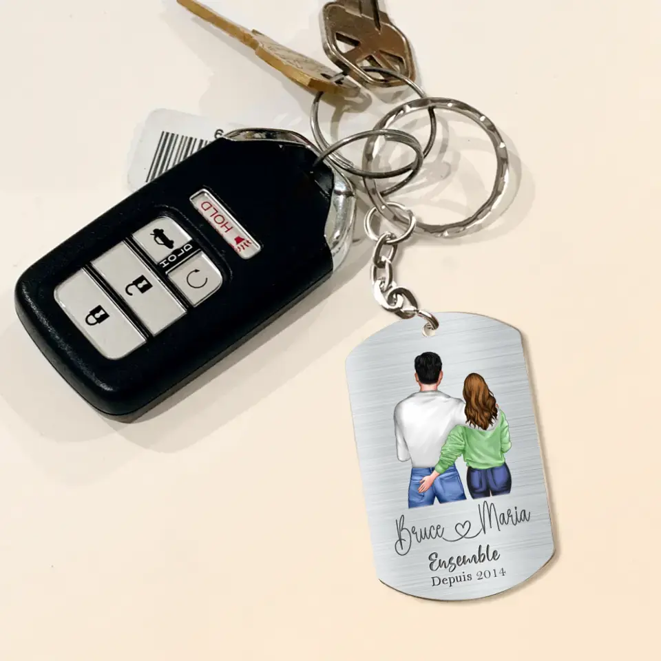 Personalized Couple Aluminum Keychain - Gift Idea For Couple - Juste Toi Et Moi