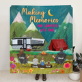 Personalized Camping Quilt/Fleece Throw Blanket - Gift Idea For Family/Camping Lover - Couple/Parents/Single Parent With Up to 3 Kids And 4 Pets - Making Memories One Campsite At A Time