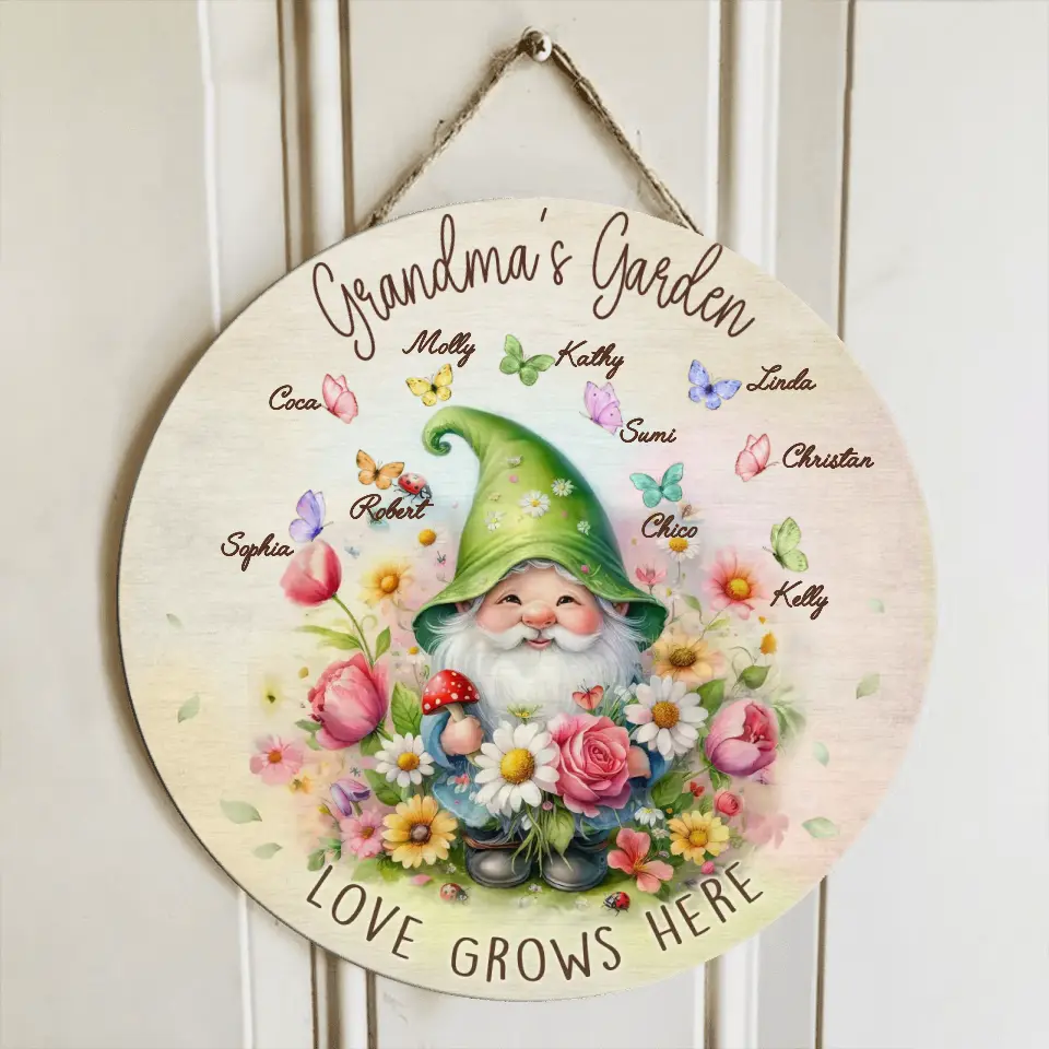 Personalized Grandma's Garden Circle Wooden Sign - Mother's Day Gift Idea For Grandma/Mother