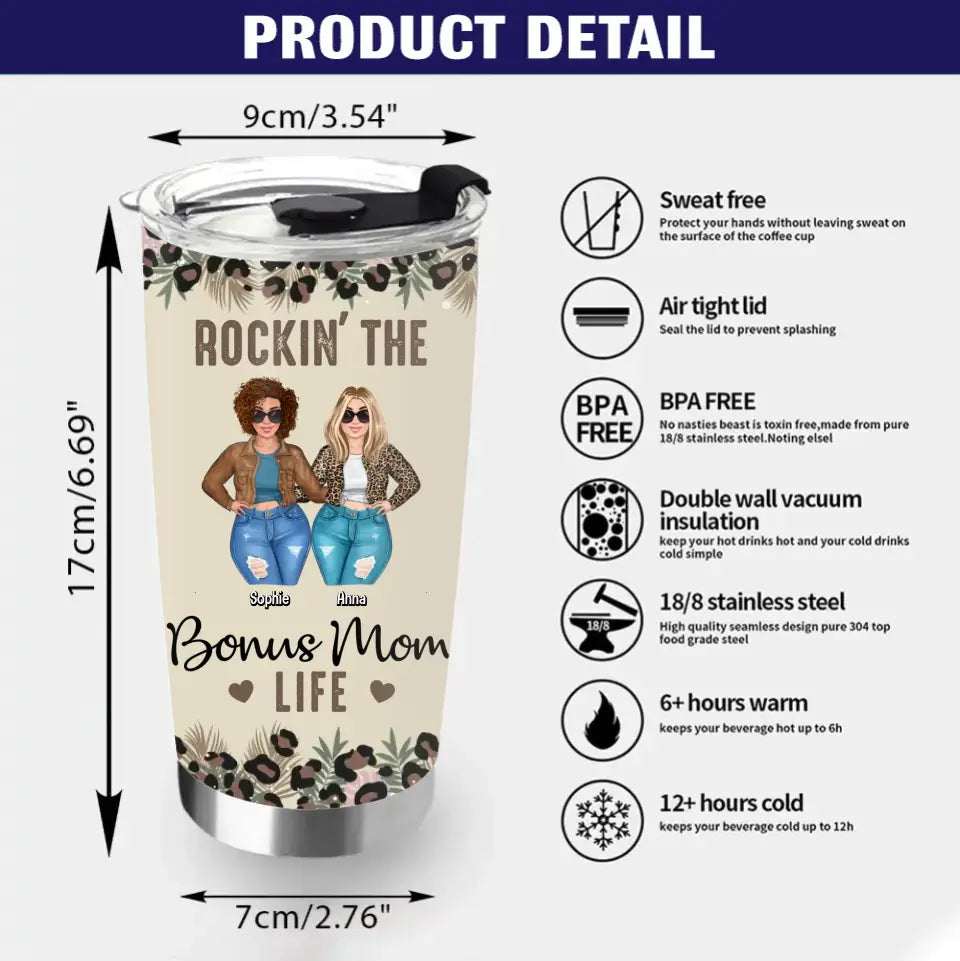Personalized Bonus Mom Tumbler - Gift Idea For Mother's Day - Rockin' The Bonus Mom Life