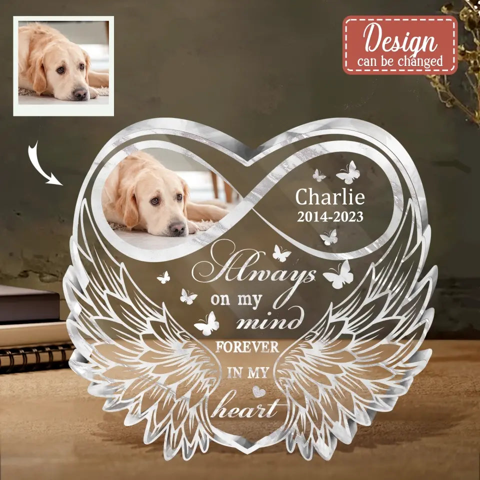 Personalized Memorial Photo Acrylic Plaque - Mother's Day Memorial Gift Idea For Pet Lover - Upload Photo - Always On My Mind Forever In My Heart