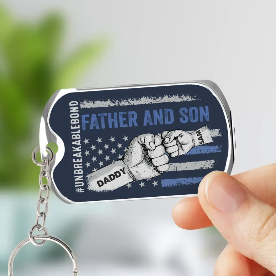 Personalized Father Aluminum Keychain - Father with up to 7 Children - Gift Idea for Father's Day - Unbreakable Bond