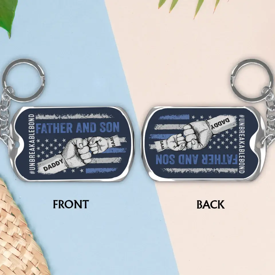 Personalized Father Aluminum Keychain - Father with up to 7 Children - Gift Idea for Father's Day - Unbreakable Bond