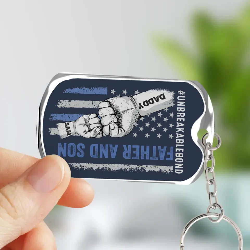 Personalized Father Aluminum Keychain - Father with up to 7 Children - Gift Idea for Father's Day - Unbreakable Bond
