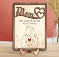 Personalized Mom 2 Layered Wooden Art - Up to 6 Bears - Mother's Day Gift Idea - You Are The Piece That Holds Us Together