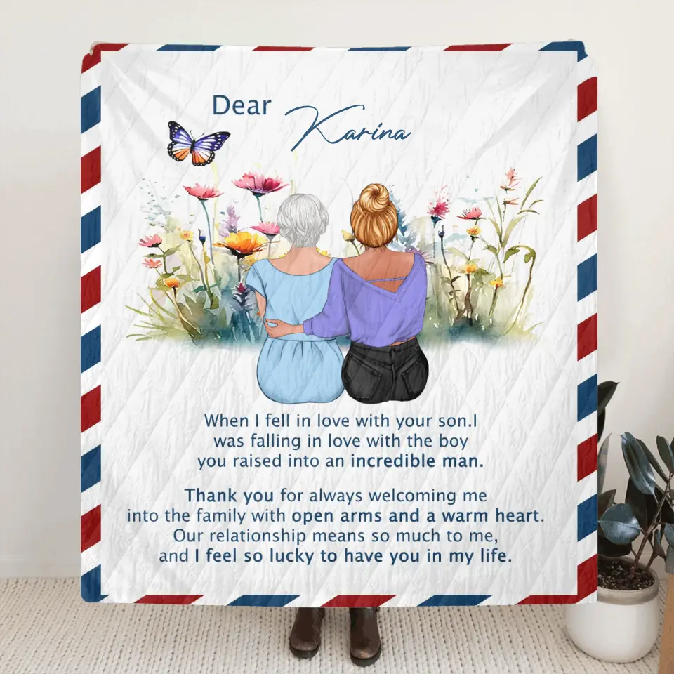 Personalized Mom & Daughter Quilt/Fleece Throw Blanket - Mother's Day Gift Idea To Mom - I Feel So Lucky To Have You In My Life