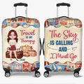 Personalized Traveling Girl Suitcase Luggage Cover - Gift For Girl/Traveling Lovers - Travel Is My Therapy