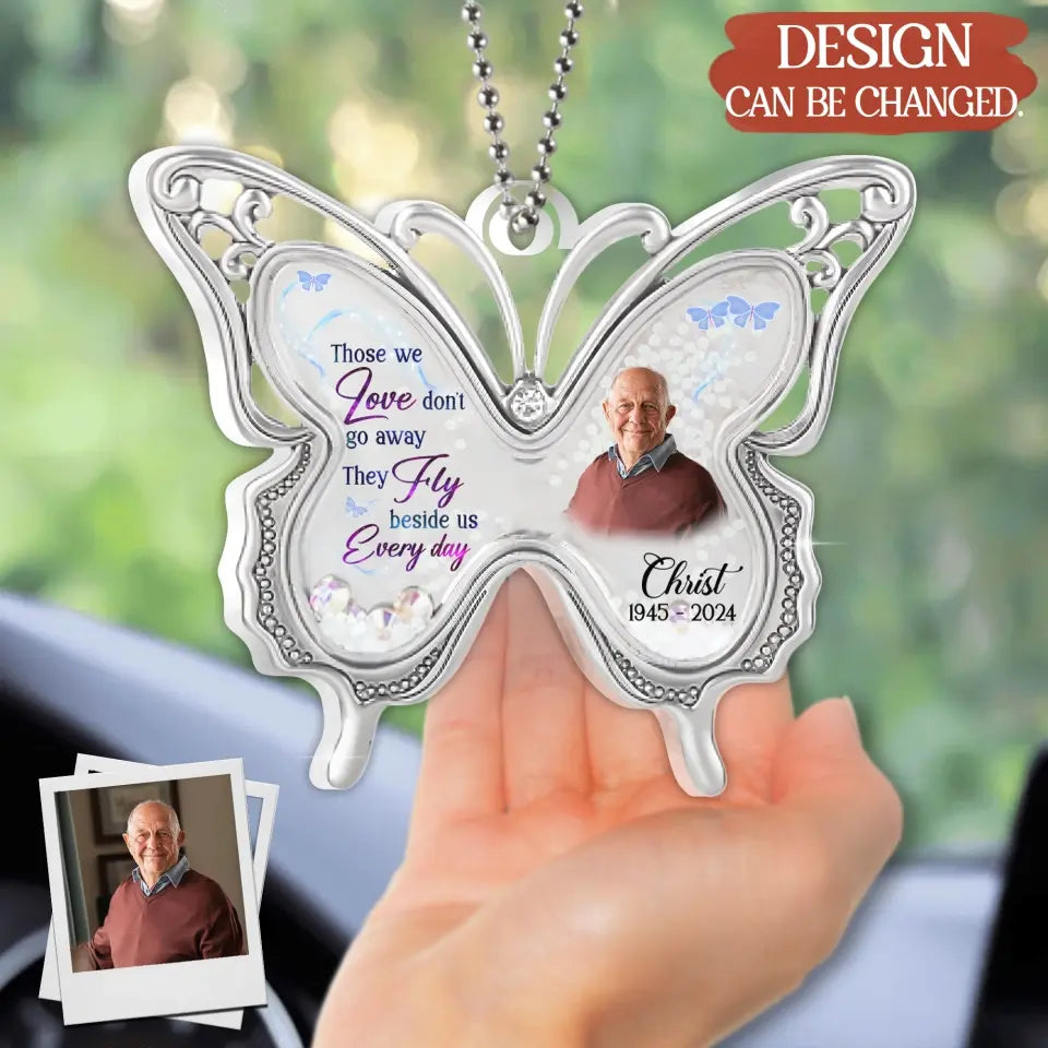 Personalized Memorial Butterfly Acrylic Ornament - Upload Photo - Memorial Gift For Family Member - Always Loved Never Forgotten Forever Missed