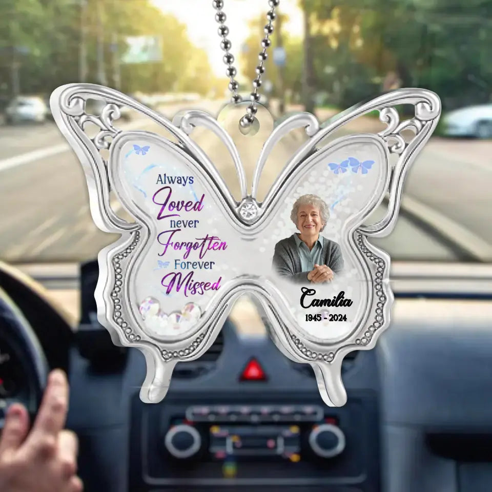 Personalized Memorial Butterfly Acrylic Ornament - Upload Photo - Memorial Gift For Family Member - Always Loved Never Forgotten Forever Missed