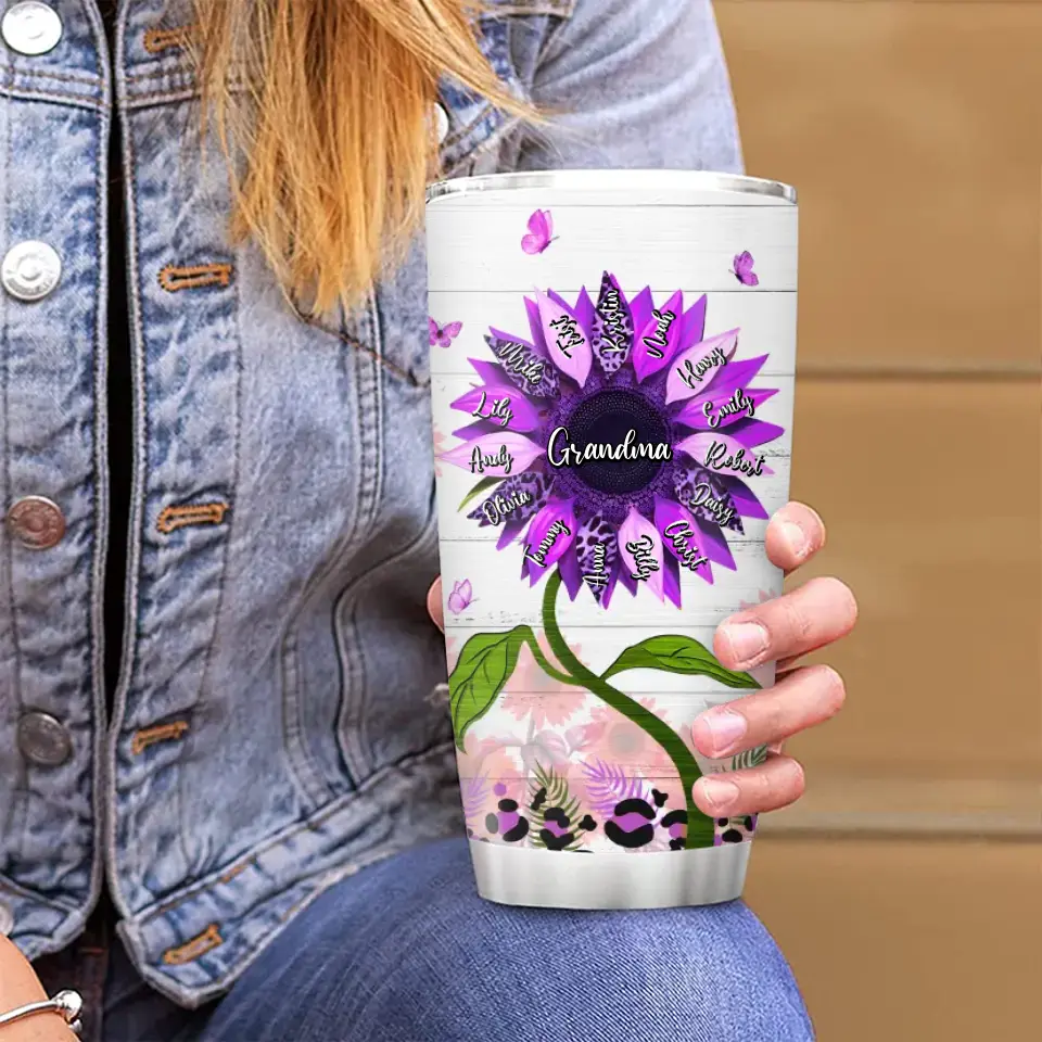 Personalized Grandma Tumbler - Up to 15 Grandkids - Mother's Day Gift Idea For Grandma - Grandkids Make Life Grand