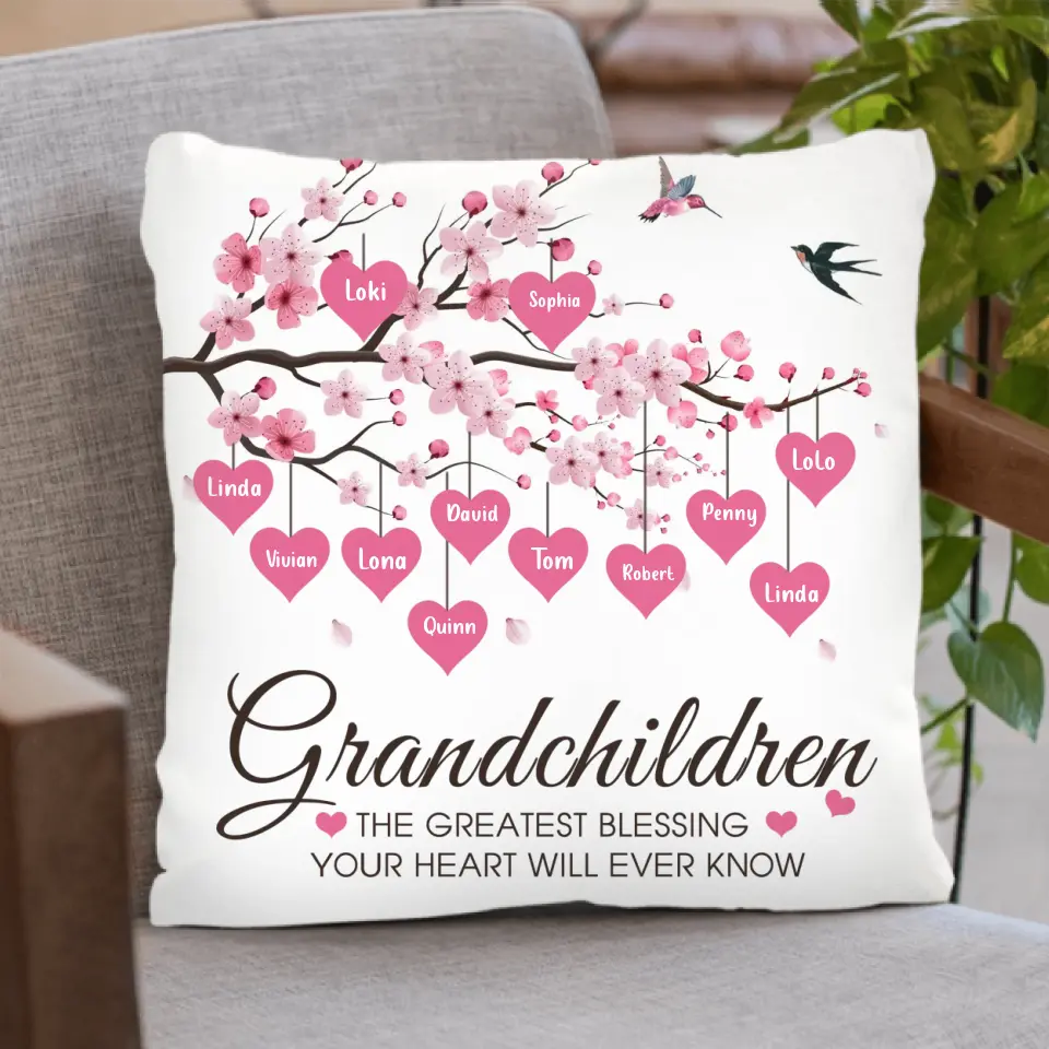 Personalized Grandma Pillow Cover - Gift Idea For Grandma - Up to 11 Kids - Grandma's Egg - The Greatest Blessing