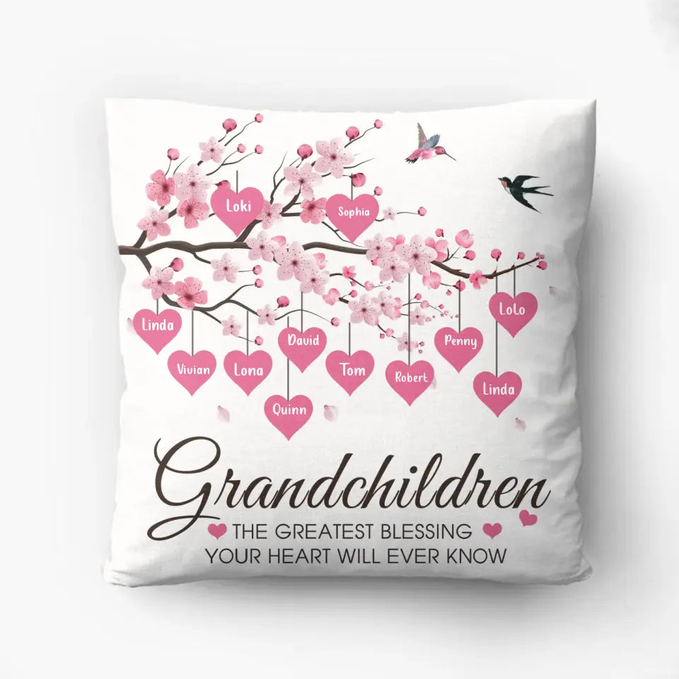 Personalized Grandma Pillow Cover - Gift Idea For Grandma - Up to 11 Kids - Grandma's Egg - The Greatest Blessing