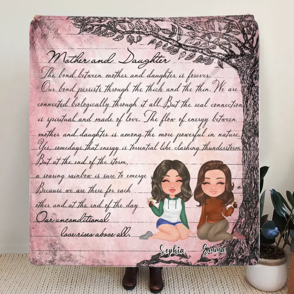 Personalized Mom & Daughter Quilt/Fleece Throw Blanket - Mother's Day Gift Idea To Mom - Our Unconditional Love Rises Above All