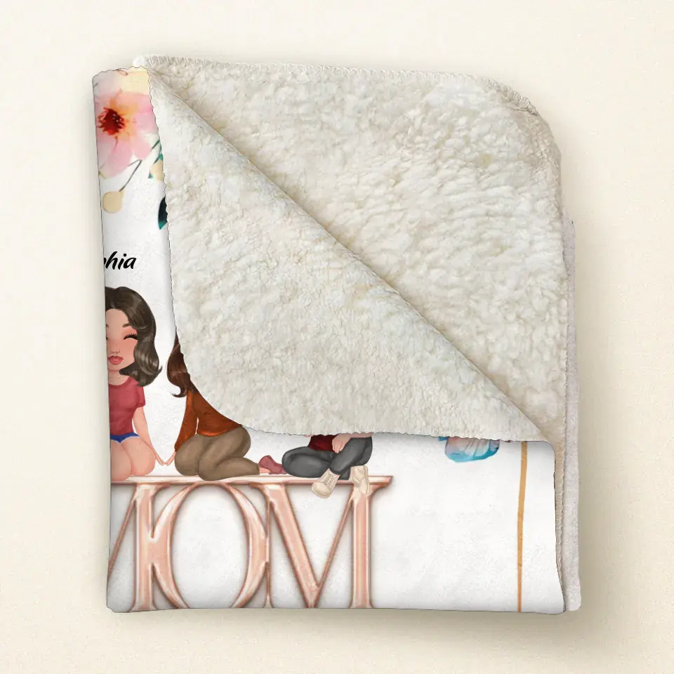 Personalized Mom & Children Quilt/Fleece Throw Blanket - Up to 3 People - Mother's Day Gift Idea To Mom - It Reminds You How Much We Love You