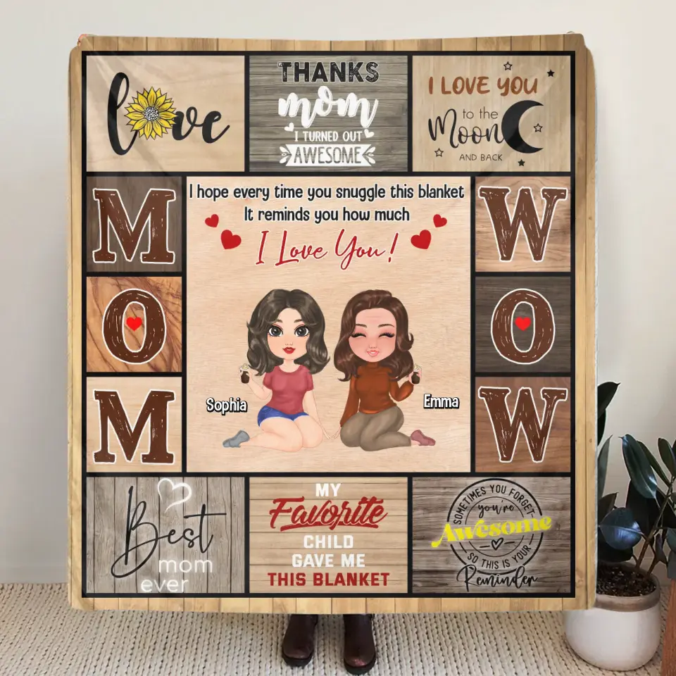 Personalized Mom & Daughter Quilt/Fleece Throw Blanket - Mother's Day Gift Idea To Mom - Thanks Mom It Turned Out Awesome