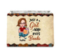 Personalized Girl Reading Book Storage Box - Gift Idea For Reading Lover - Just A Girl Who Loves Books