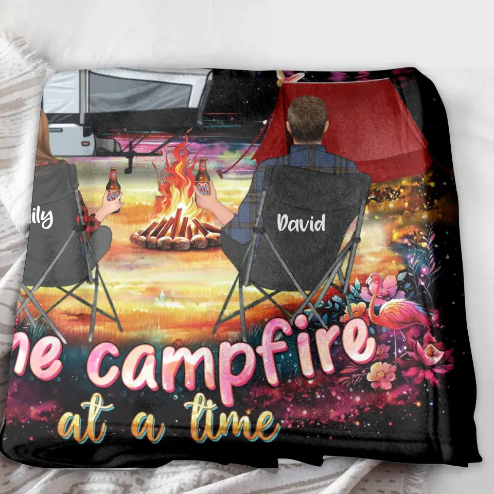 Personalized Camping Quilt/Fleece Throw Blanket/Pillow Cover - Gift Idea For Family/Camping Lover - Making Memories One Campfire At A Time