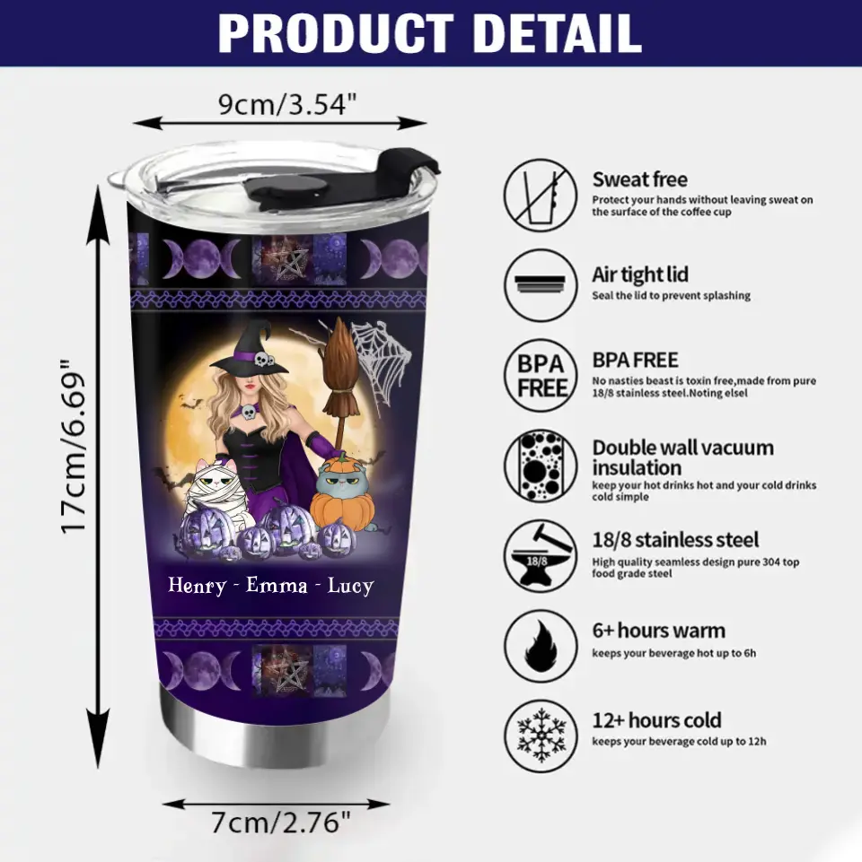 Personalized Halloween Witch Tumbler - Gift Idea For Halloween/Witch Lovers/Pet Lovers - Witch By Nature Bitch By Choice