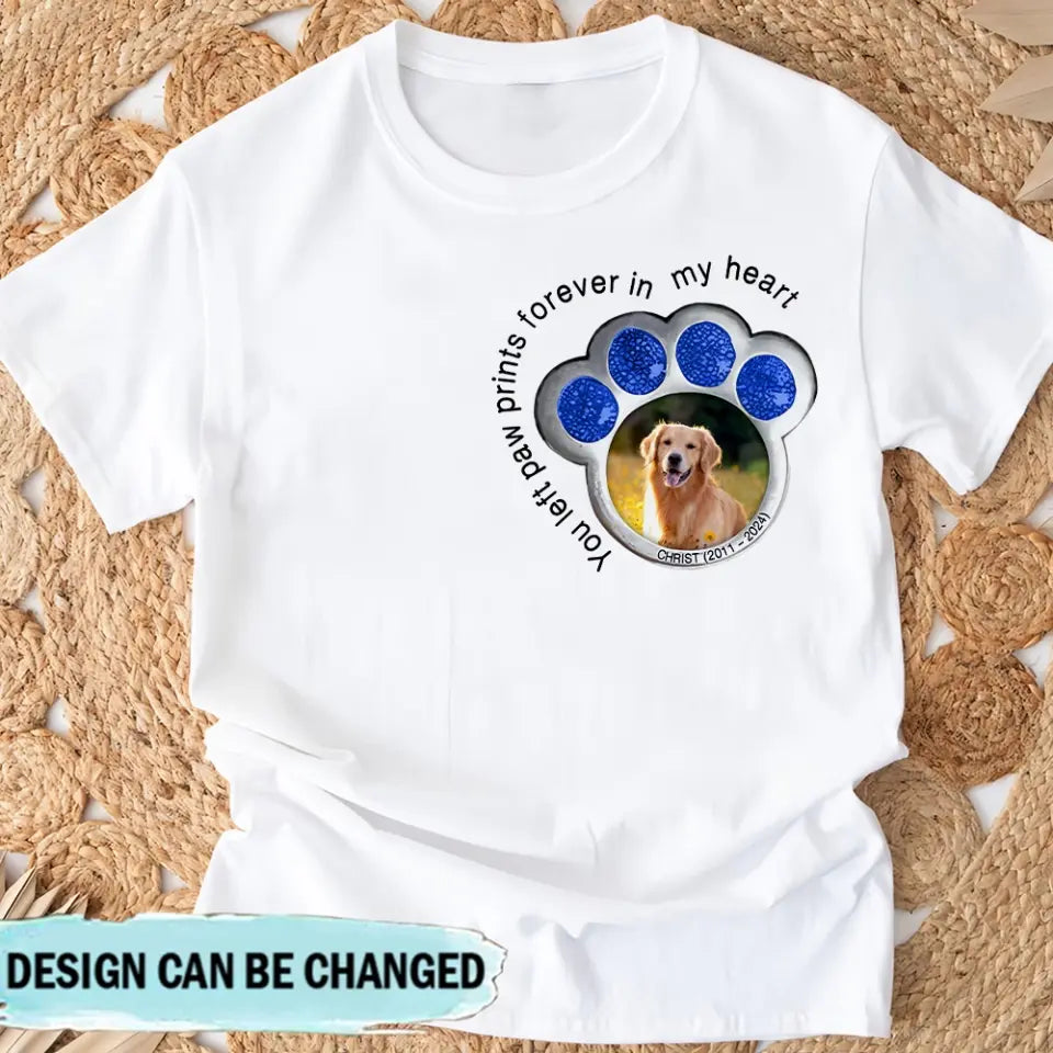 Personalized Memorial Dog Shirt/Hoodie - Upload Photo - Gift Idea For Dog Lover/Mother's Day/Father's Day - The Road To My Heart Is Paved With Paw Prints