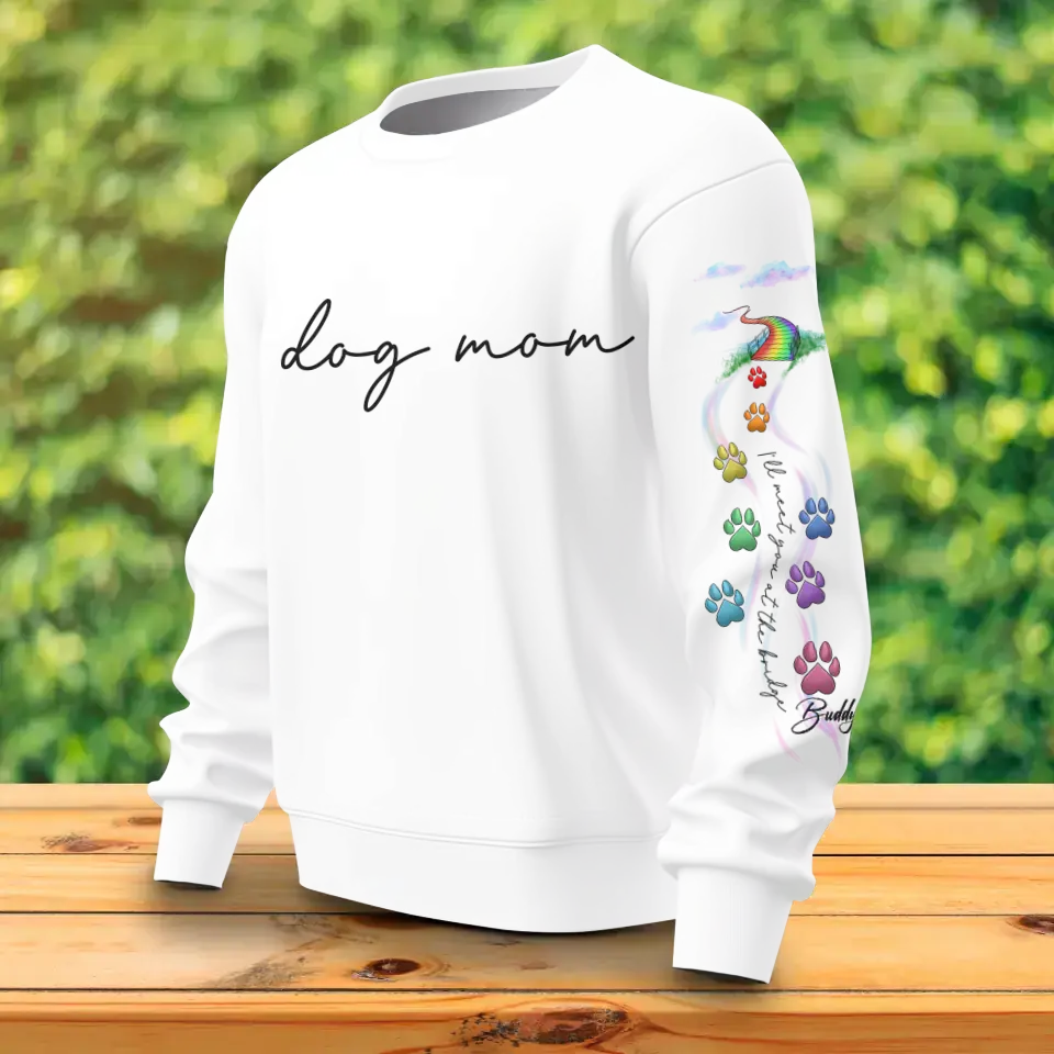 Personalized Dog Mom AOP Sweater - Up to 6 Dogs - Mother's Day/Memorial Gift Idea for Dog Owners - I'll Meet You At The Bridge