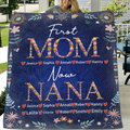 Personalized Mom Grandma Quilt/Fleece Throw Blanket - Gift Idea For Grandma/Mother's Day - Up to 5 Kids, 10 Grandkids - First Mom Now Nana