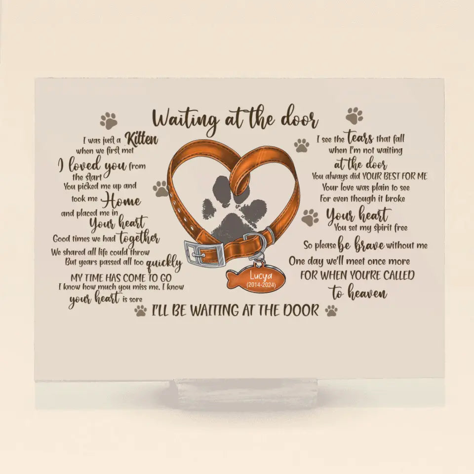 Personalized Memorial Cat Pawprints Acrylic Plaque - Gift Idea For Cat Lover - I Was Just A Kitten
