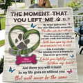 Personalized Memorial Pet Pawprint Fleece Throw/Quilt Blanket - Memorial Gift Idea For Dog/Cat Lover - The Moment That You Left Me