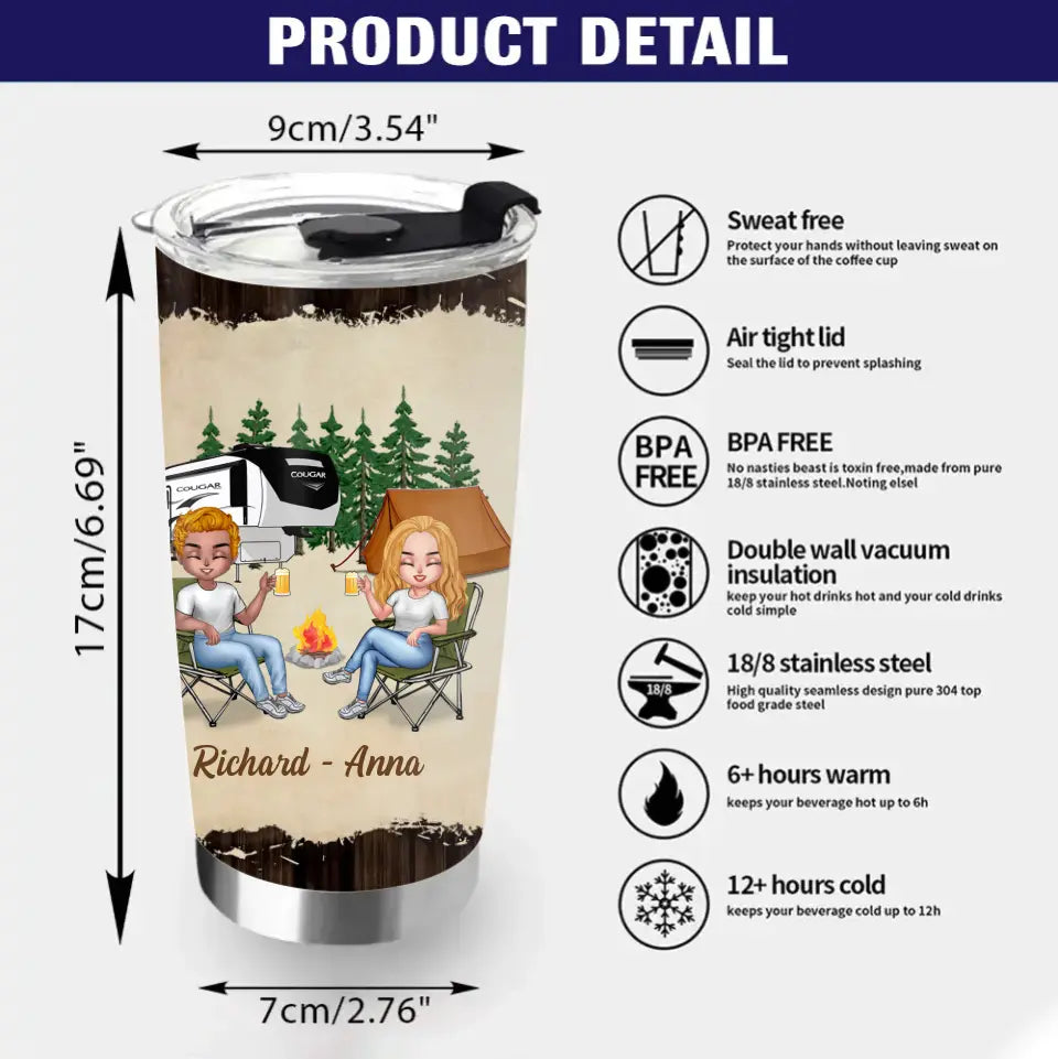Personalized Camping Friends Tumbler - Best Gift For Camping Lovers/Friends - Up to 7 Friends - Never Drinking Again