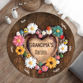Personalized Grandma's Garden Round Rug - Gift Idea For Mother's Day/Grandma with up to 6 Kids - Custom Names