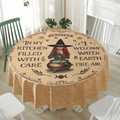 Personalized Witch Round Waterproof Tablecloth - Gift Idea for With Lovers/Wicca/Pagan Decor - In My Kitchen Filled With Care I Welcome Water Earth Fire Air