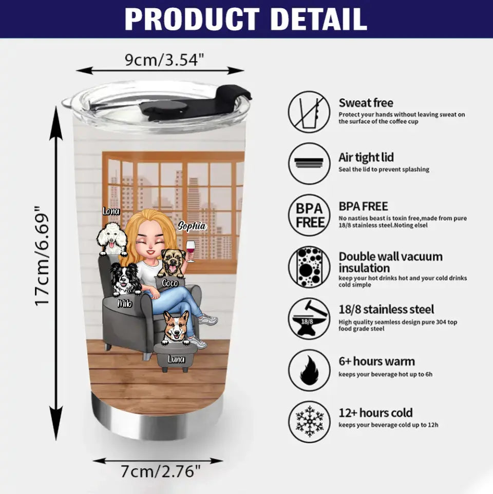 Personalized Dog Mom Tumbler - Up to 4 Dogs - Gift Idea For Dog Lovers/Mother's Day - I'm Just A Dog Poop Cleaner