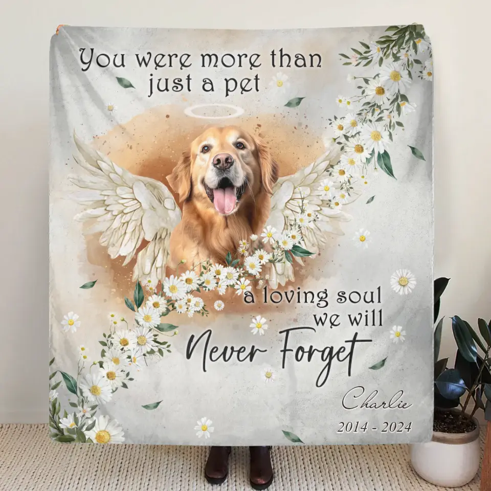 Personalized Memorial Pet Photo Fleece Throw Blanket/Quilt - Memorial Gift Idea for Dog/Cat Owners - You Were More Than Just A Pet A Loving Soul We Will Never Forget