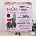 Personalized Besties Quilt/Fleece Throw Blanket - Gift Idea For Best Friends - Thank You For Putting Up With Me