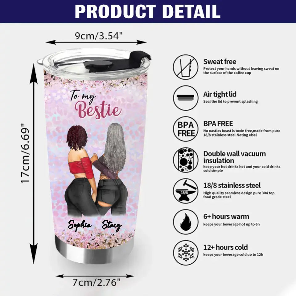 Personalized Besties Tumbler - Gift Idea For Best Friends - Thank You For Putting Up With Me