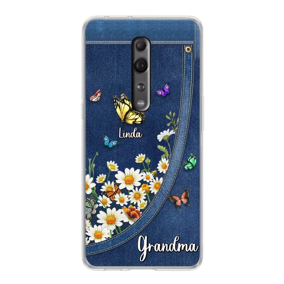 Personalized Daisy And Butterfly Grandma Phone Case - Gift Idea For Grandma - Up to 10 Kids - Case For Oppo/Xiaomi/Huawei
