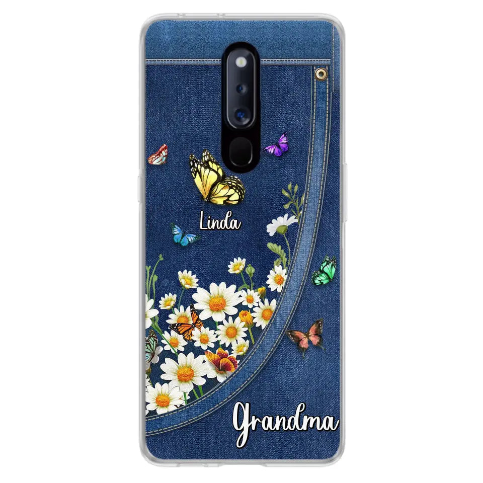 Personalized Daisy And Butterfly Grandma Phone Case - Gift Idea For Grandma - Up to 10 Kids - Case For Oppo/Xiaomi/Huawei