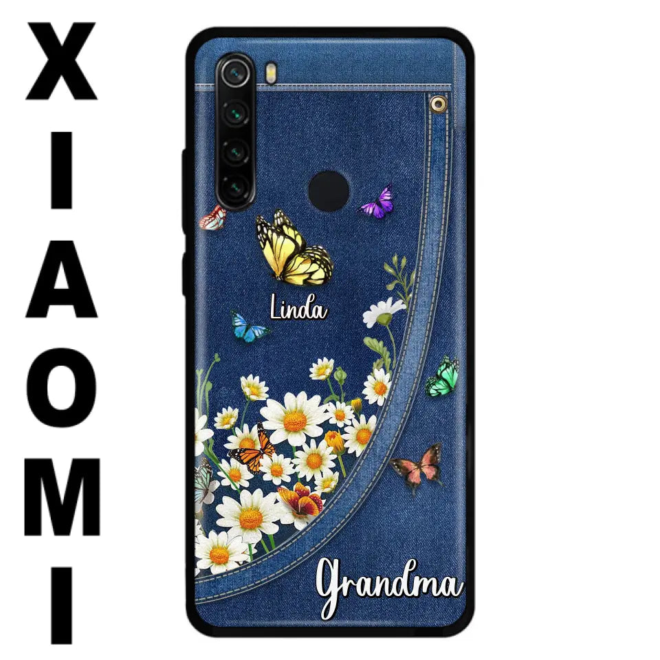 Personalized Daisy And Butterfly Grandma Phone Case - Gift Idea For Grandma - Up to 10 Kids - Case For Oppo/Xiaomi/Huawei