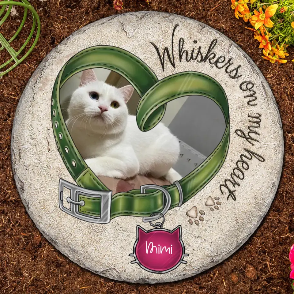 Personalized Memorial Cat Photo Circle Lithograph - Memorial Gift Idea for Cat Owners - Whisker On My Heart