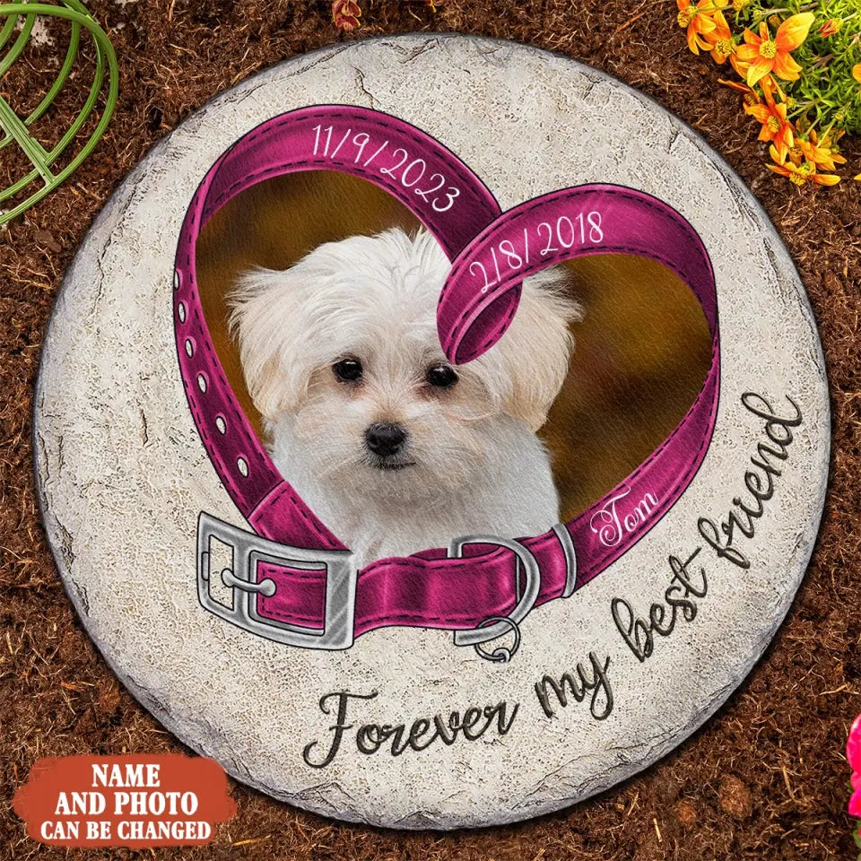 Personalized Memorial Dog Photo Circle Lithograph - Memorial Gift Idea For Dog Owners - Forever My Best Friend
