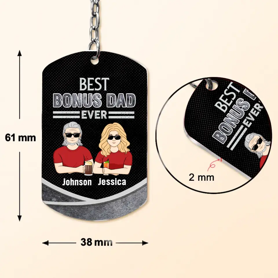 Personalized Bonus Dad Aluminum Keychain - Gift Idea For Dad/Father's Day - Best Bonus Dad Ever